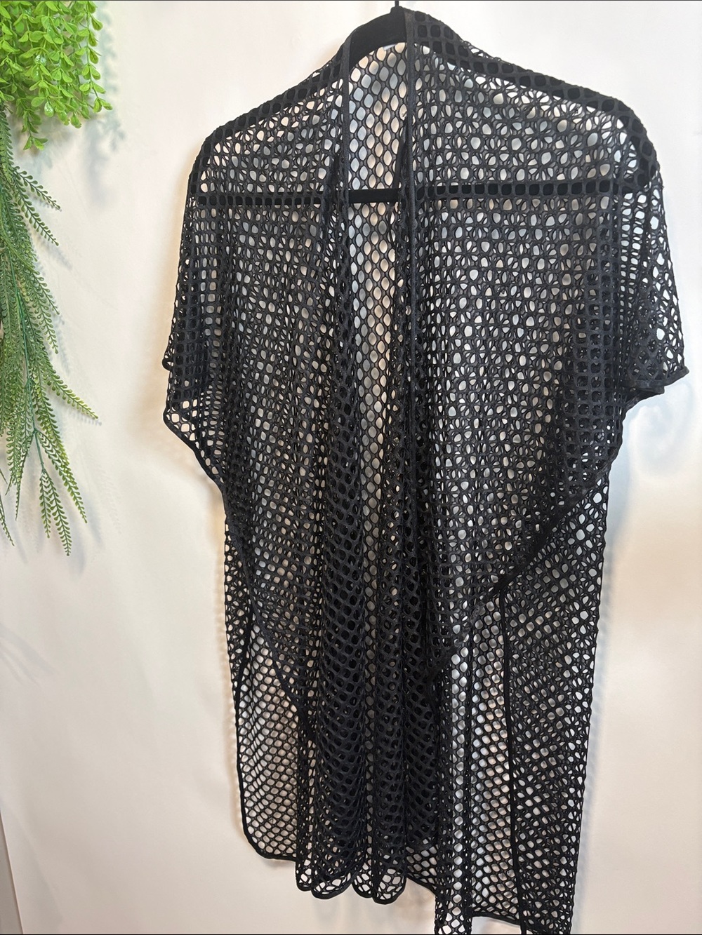 Ardene Black Crocheted Open-Knit Kimono